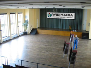 A simulated Wikimania banner in Frankfurt